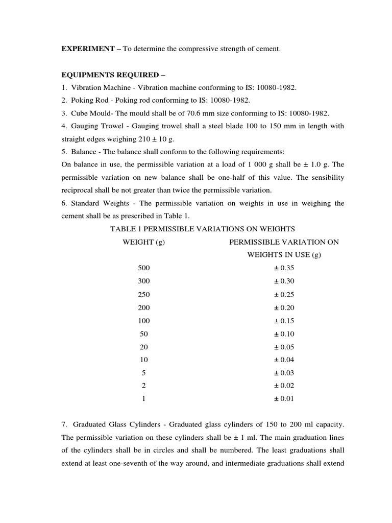 Compressive Strength Testing of Cement | PDF | Strength Of Materials ...