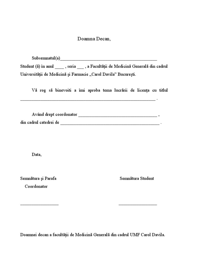 Model Cerere Licenta | PDF