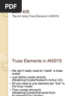 Tips For Using Truss Elements in ANSYS