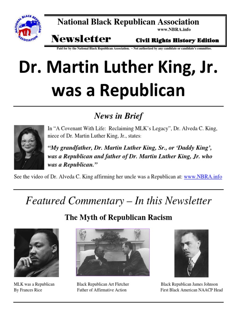 Dr. Martin Luther King, Jr. Was A Republican - NBRA | African American ...