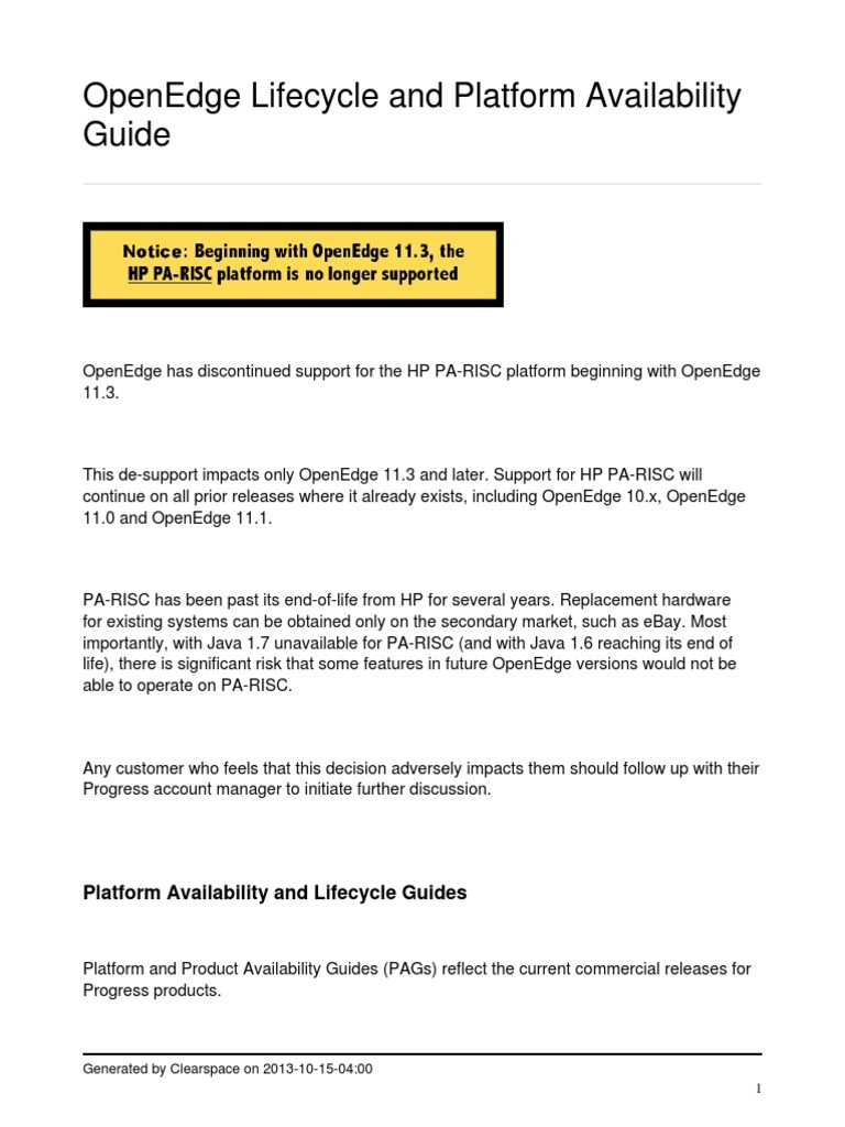 Openedge 11 Availability Guide 20130820 Complemento Download Free PDF Product Lifecycle