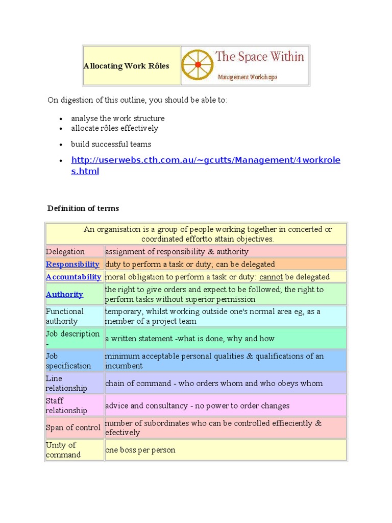 Allocating Work Rôles | Download Free PDF | Chief Executive Officer ...