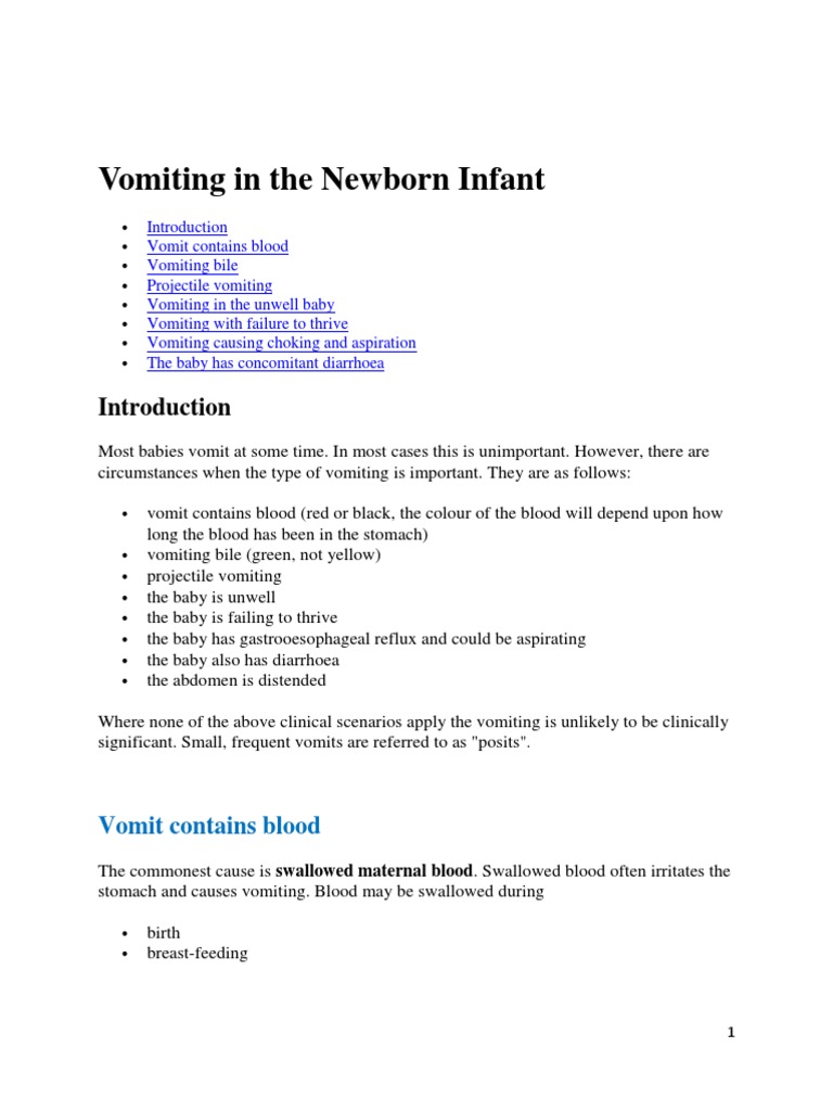 Vomiting in the Newborn Infant.docx Vomiting Infants