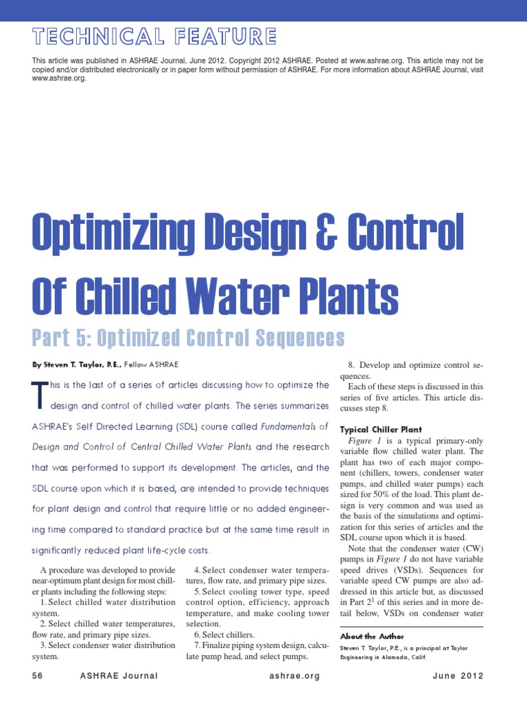 Optimizing Design and Control of Chilled Water Plants PDF | PDF | Air ...