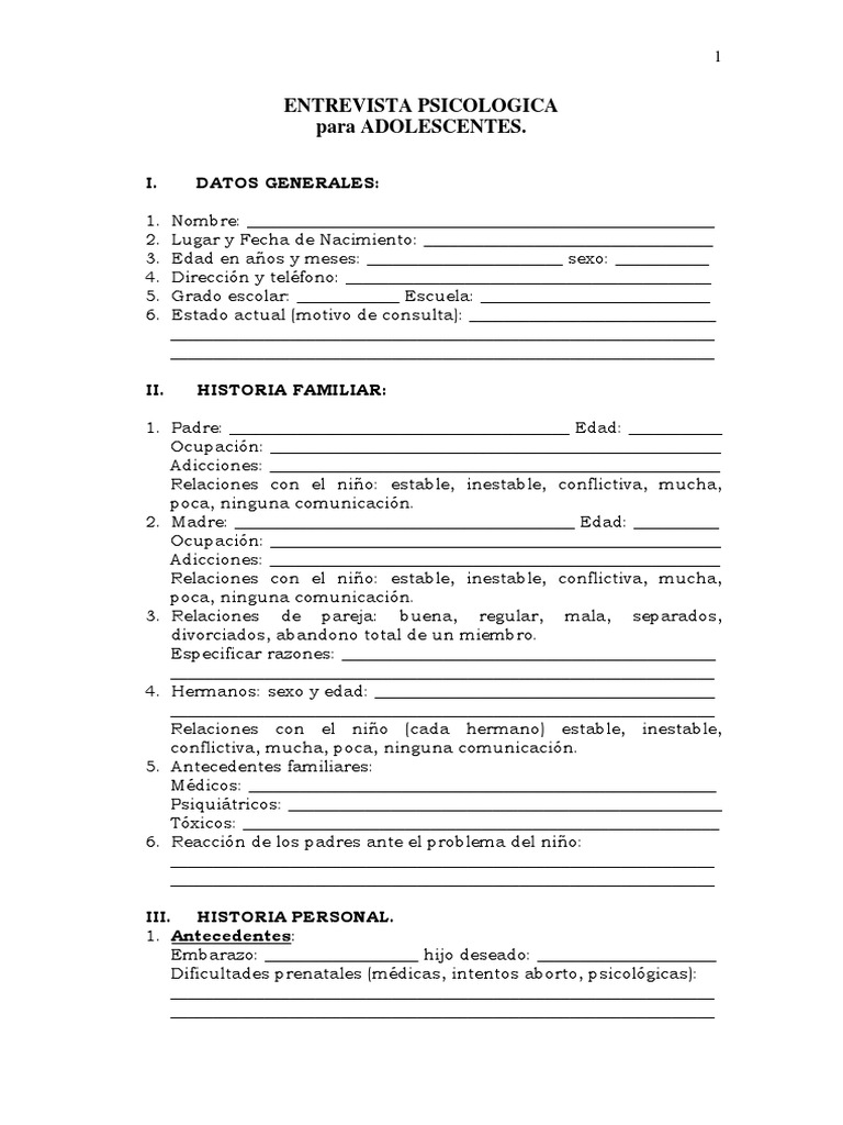 Entrevista Psicologica | PDF