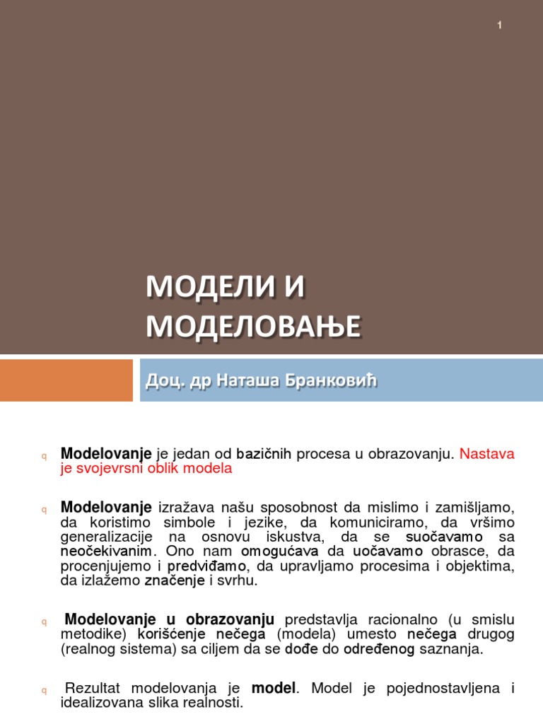 Modeli I Modelovanje | PDF