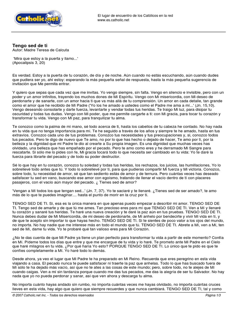 Tengo Sed de Ti PDF | PDF | Pecado | Amor