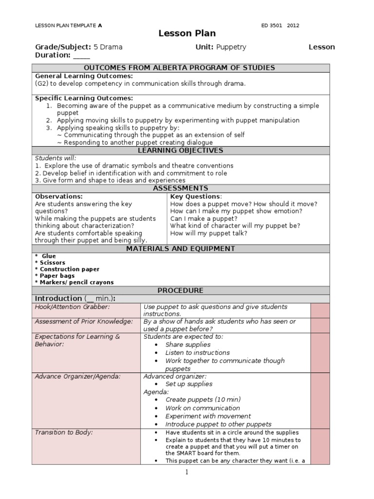 puppet micro teach lesson plan Puppetry Puppets