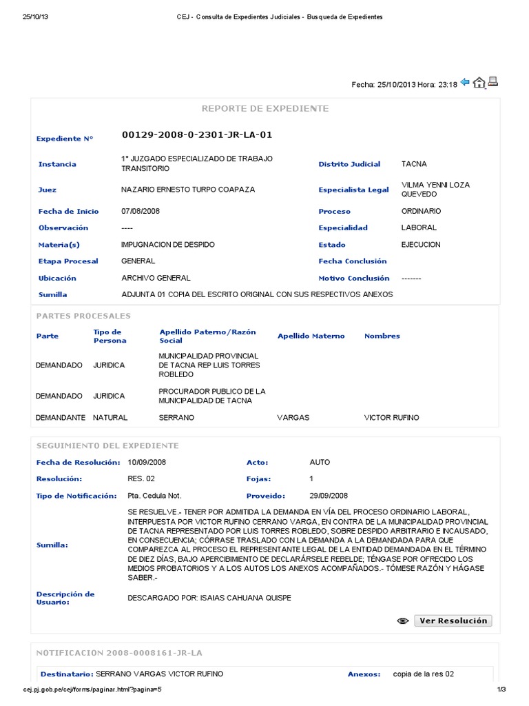 CEJ - Consulta de Expedientes Judiciales - Busqueda de Expedientes