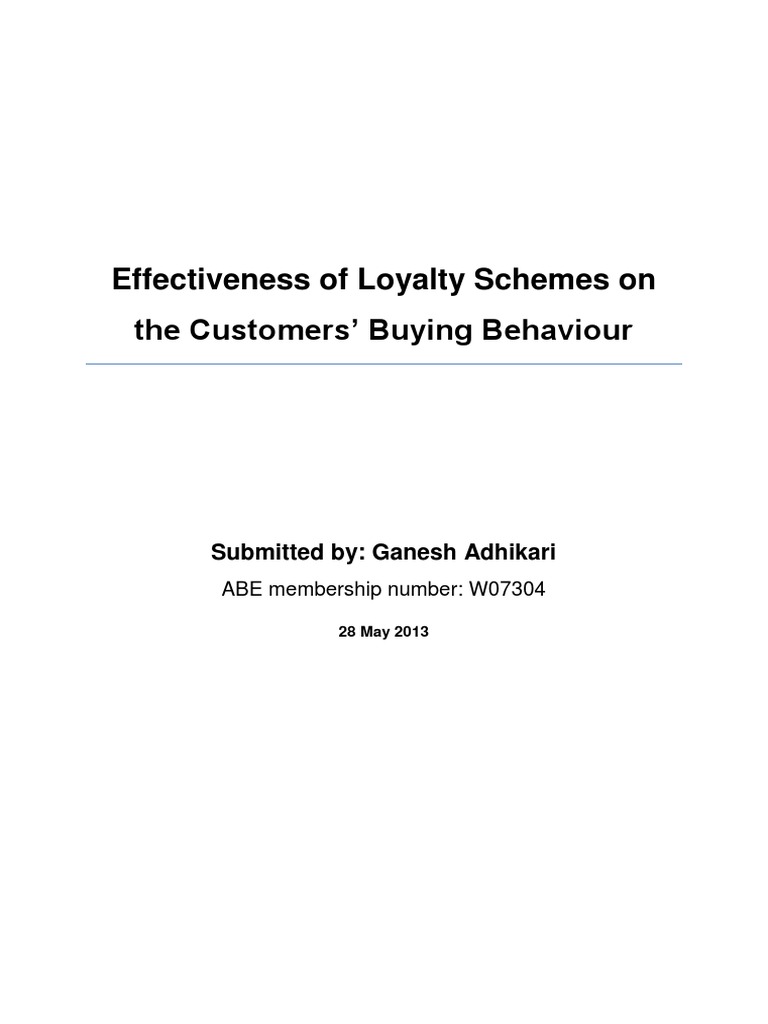 Impact Of Loyalty On Consumer Buying Behaviour Pdf Loyalty Program