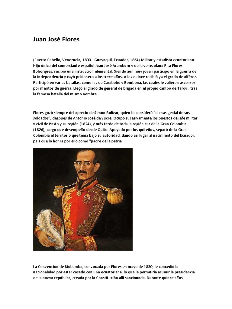 Biografia Juan José Flores PDF Ecuador Agitación