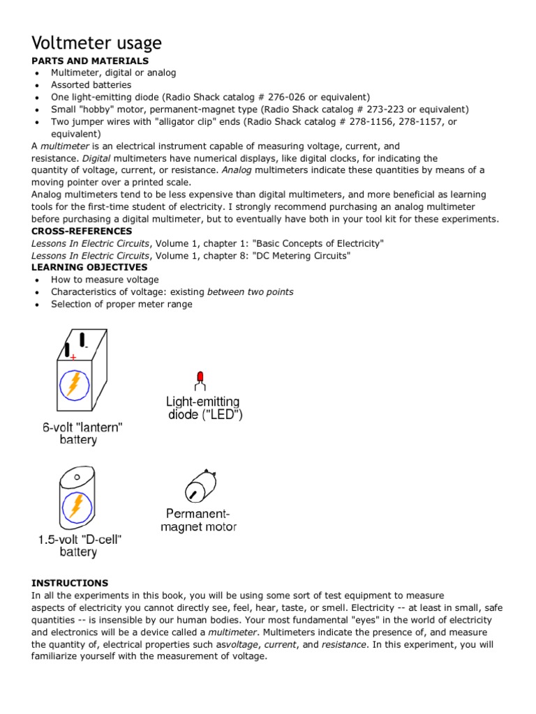 Voltmeter Usage and Instructions | PDF