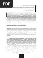 A formação em pesquisa do professor de História - Crislane B Azevedo