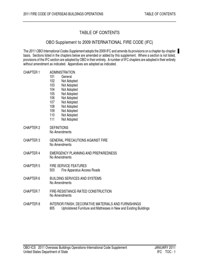 2011 Fire Code of Overseas Buildings Operations Regulations for Fire