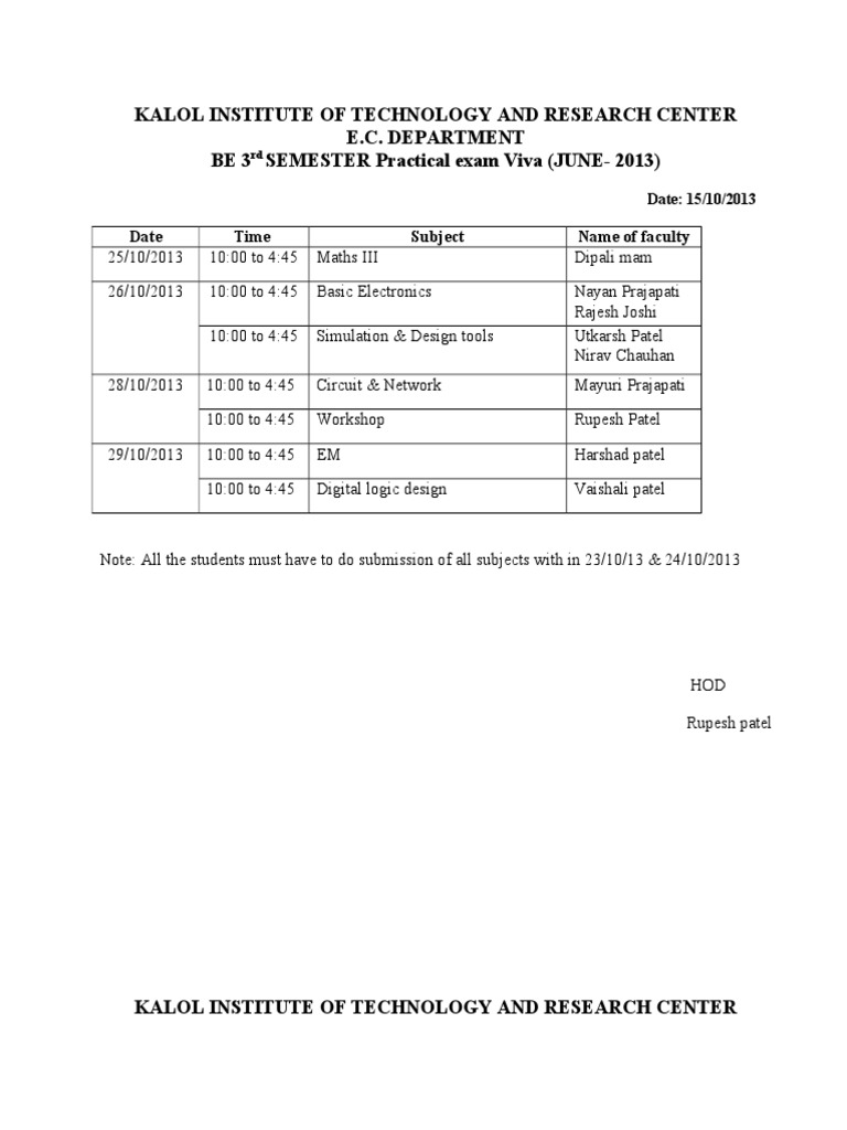 BE Semester Practical Exam Schedule 2013 | PDF | Technology & Engineering
