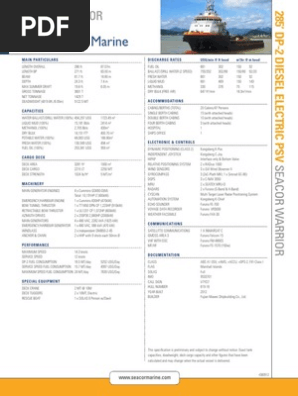 SEACOR Warrior Specifications Overview | PDF | Watercraft | Shipping