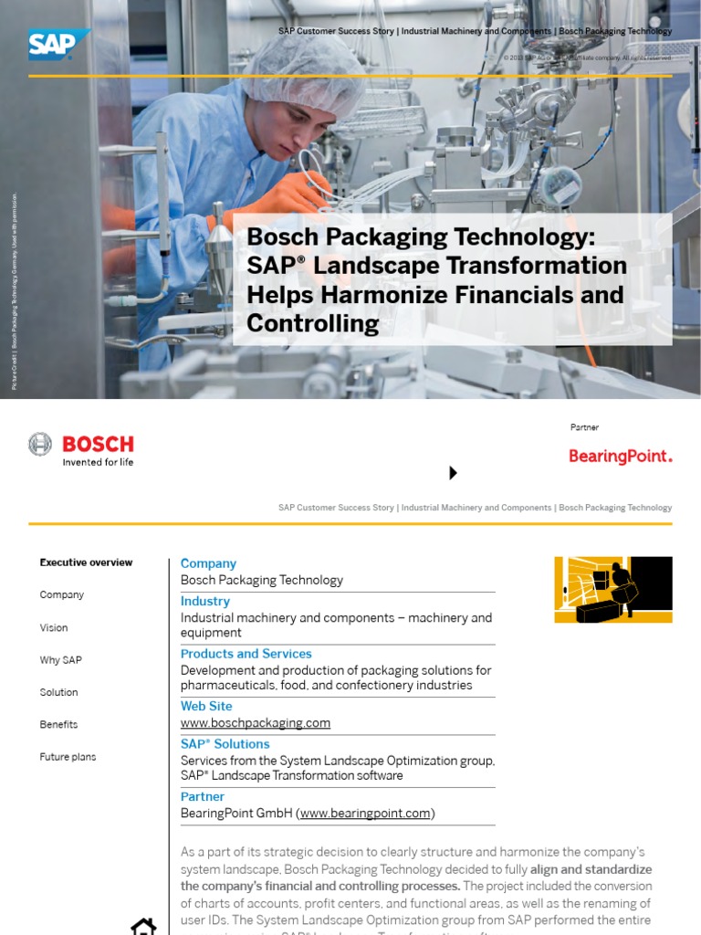 Bosch Packaging Technology Sap Landscape Transformation Helps