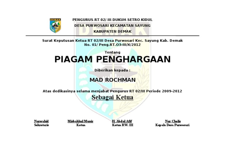 Sertifikt Penghargaan