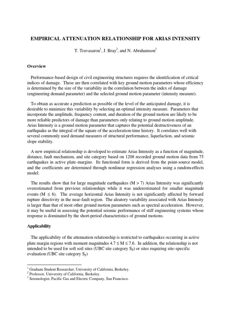 Empirical Arias Intensity Attenuation Model | PDF