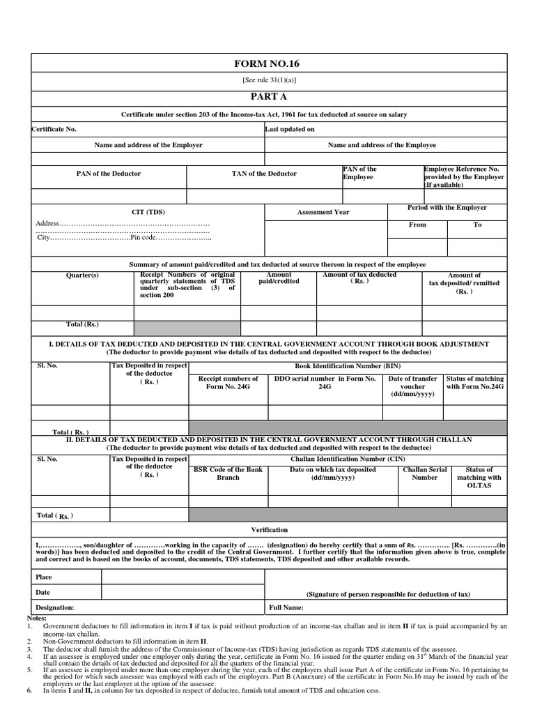 Form 16 - New Format | PDF | Tax Deduction | Salary