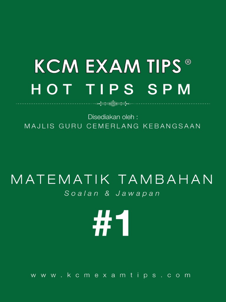 Add Math SPM KCM Exam Tips 1®  Elementary Mathematics 
