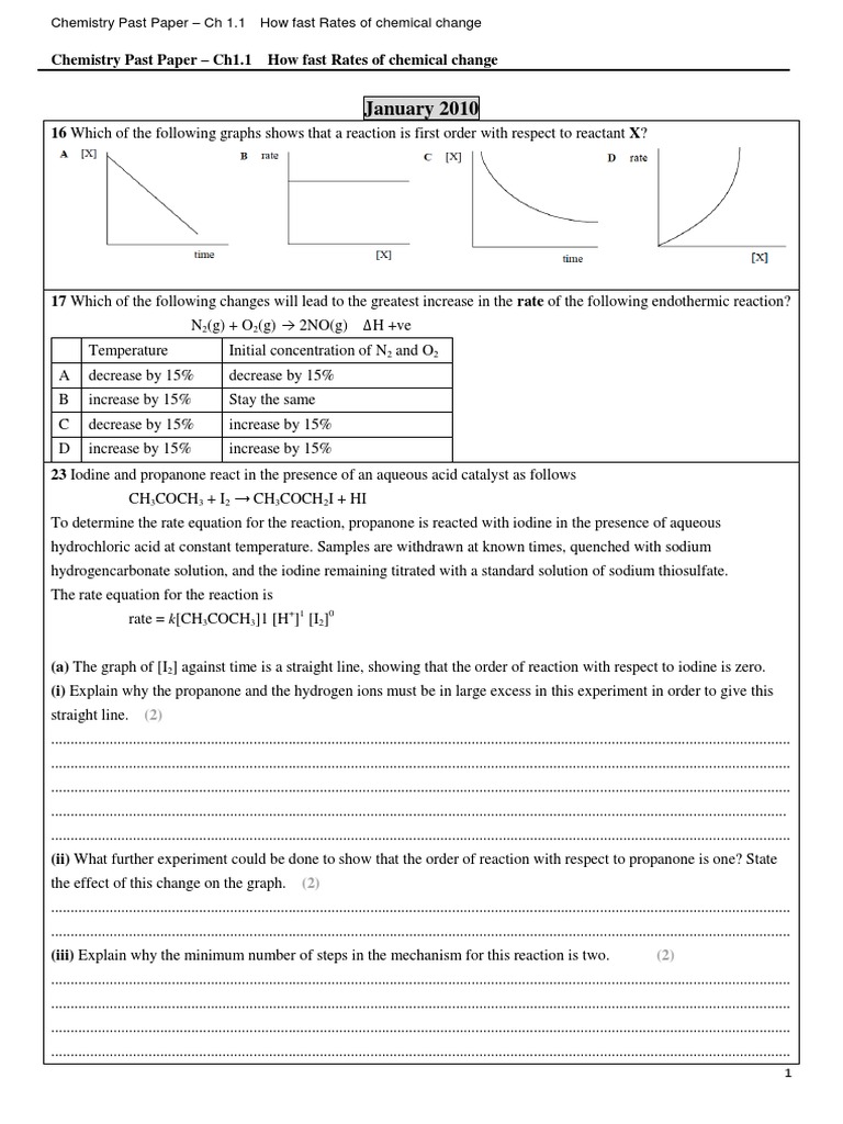 Chemistry Past Paper Ch4.1 Chemical Reactions Titration