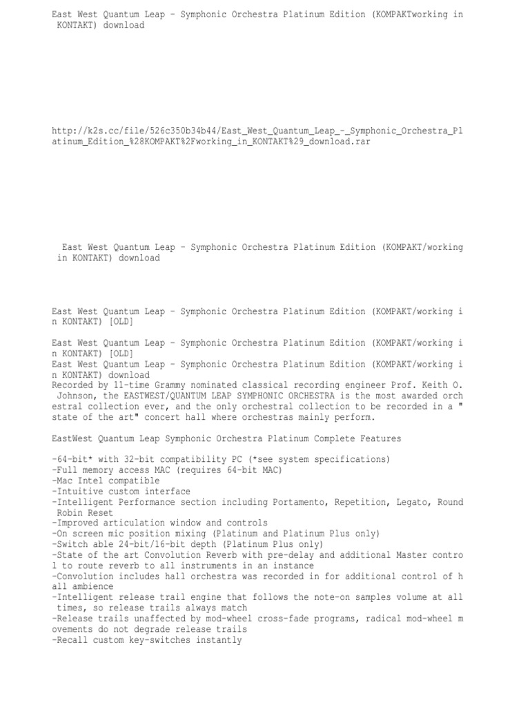 EastWest Quantum Leap Orchestra Download | PDF | Orchestras | Computer ...