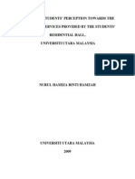 A Study On Students' Perception Towards The Quality of Services Provided by The Students' Residential Hall