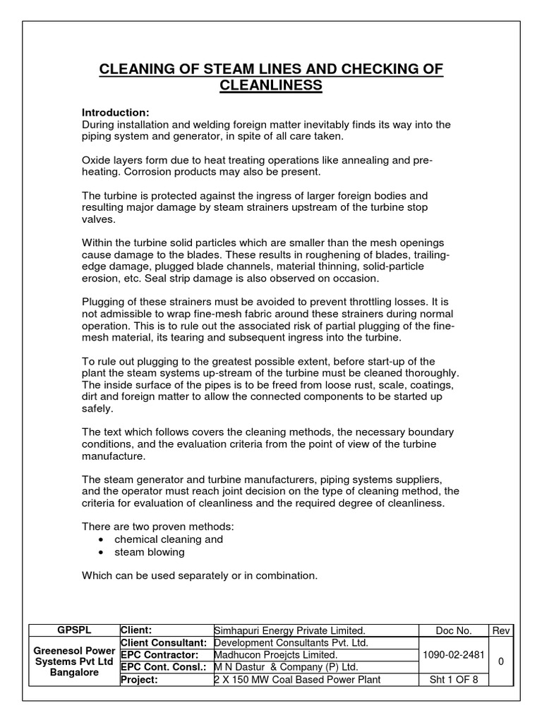 STEAM BLOWING PROCEDURE - MPL Phase-1 & 2 PDF | PDF | Steam | Boiler