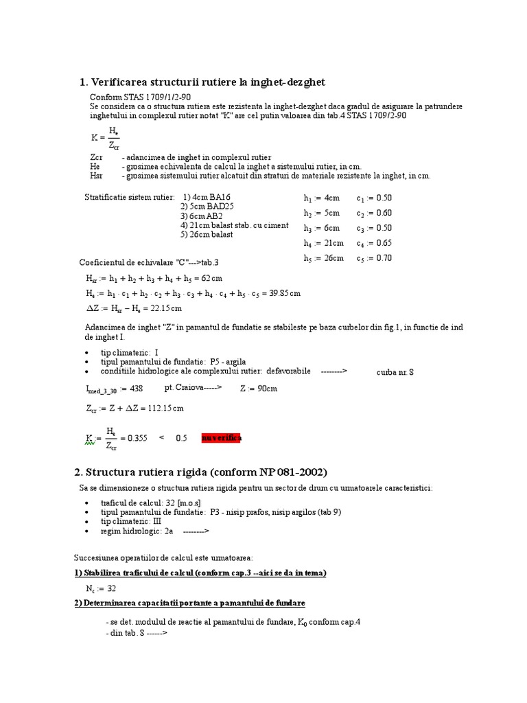Mathcad - Dimensionare Structura Rutiera+verificari PDF | PDF