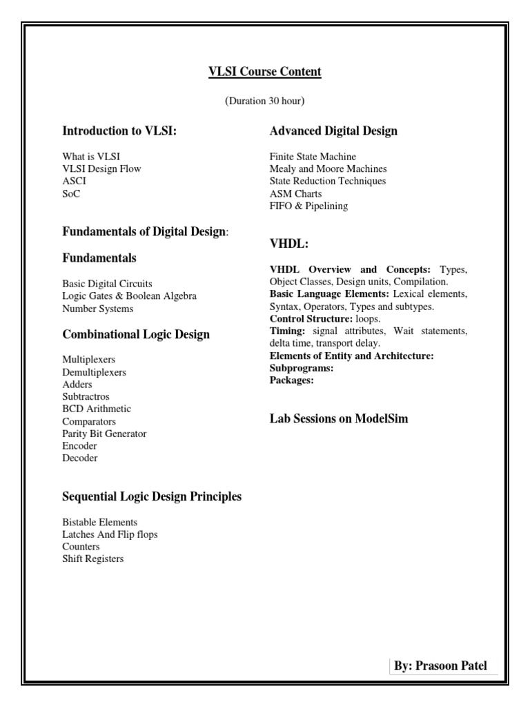 VLSI Course Overview and Curriculum | PDF