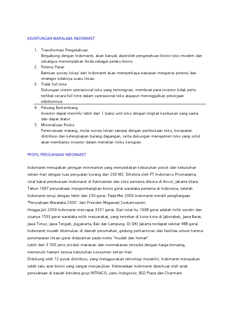 Testimoni Kredit Waralaba Indomaret Trik