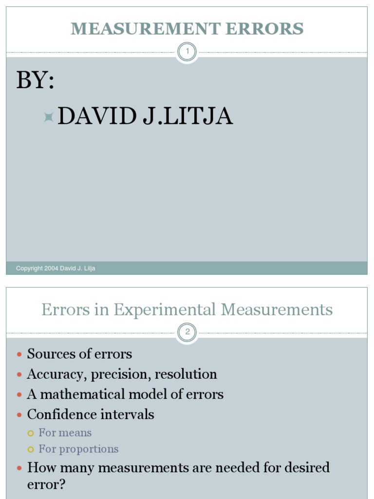 BY: David J.Litja: Measurement Errors | PDF | Accuracy And Precision ...