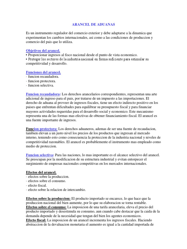 Arancel de Aduanas | PDF | aduana | Arancel