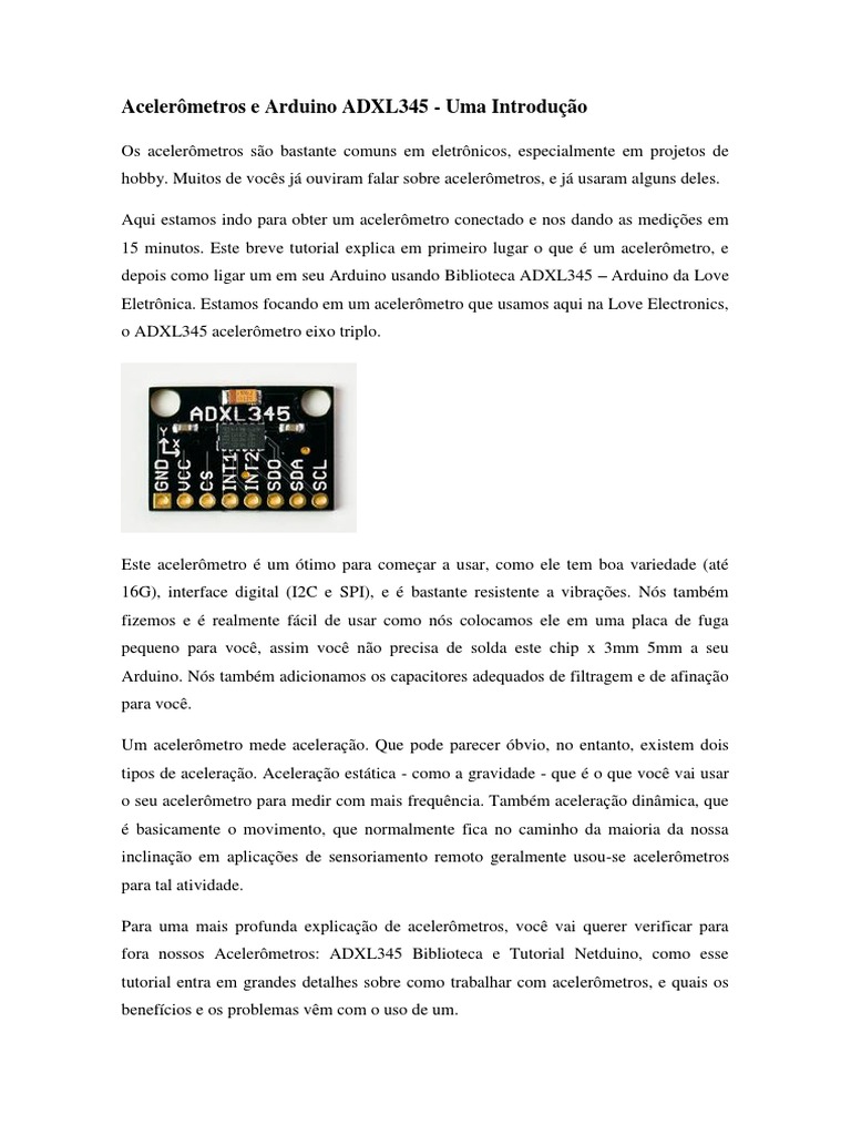 Acelerômetro ADXL345 com Arduino | PDF | Arduino | Acelerômetro