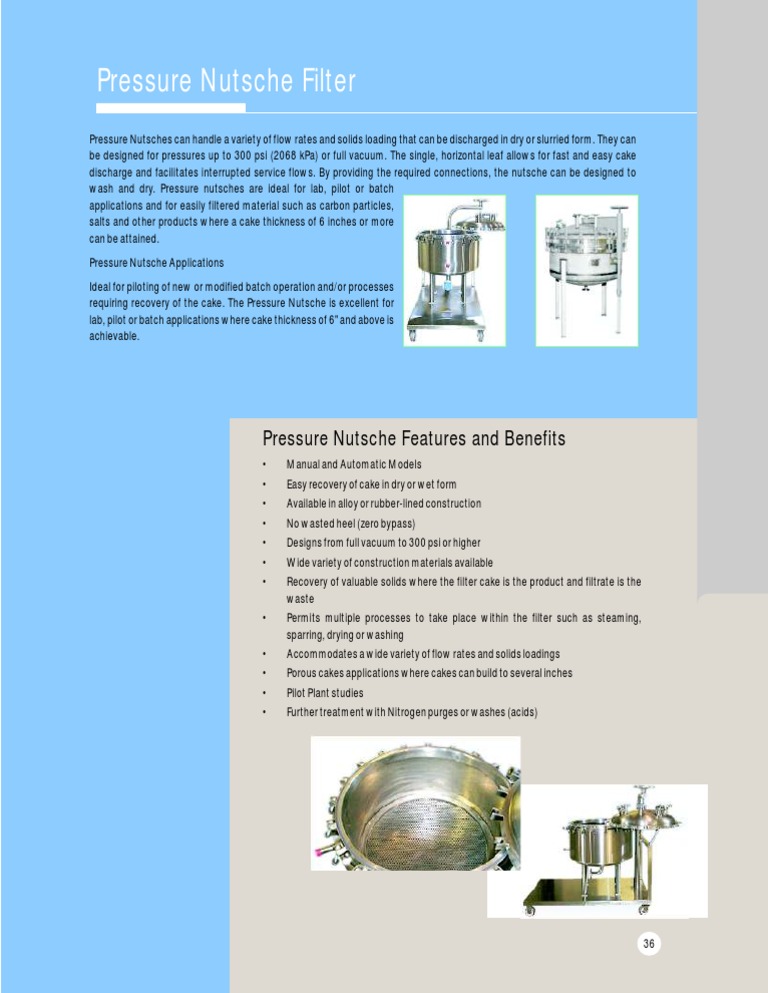 Pressure Nutsche Filter PDF Filtration Chemical Engineering