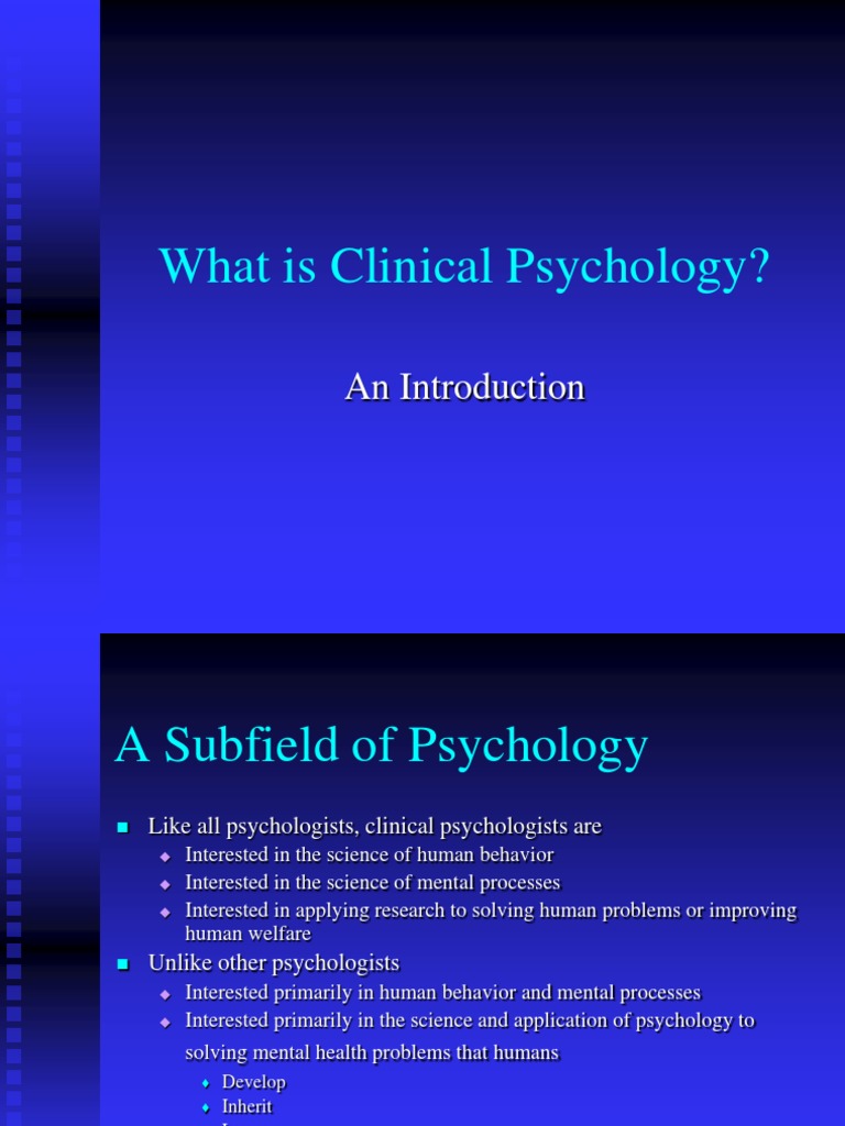 What Is Clinical Psychology PDF Clinical Psychology Psychological