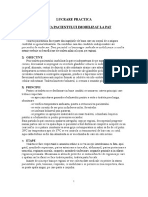 Toaleta Pacientului Imobilizat La Pat | PDF