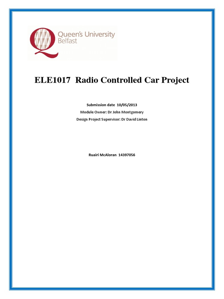 Radio Controlled Car Report Final | PDF | Transformer | Rectifier