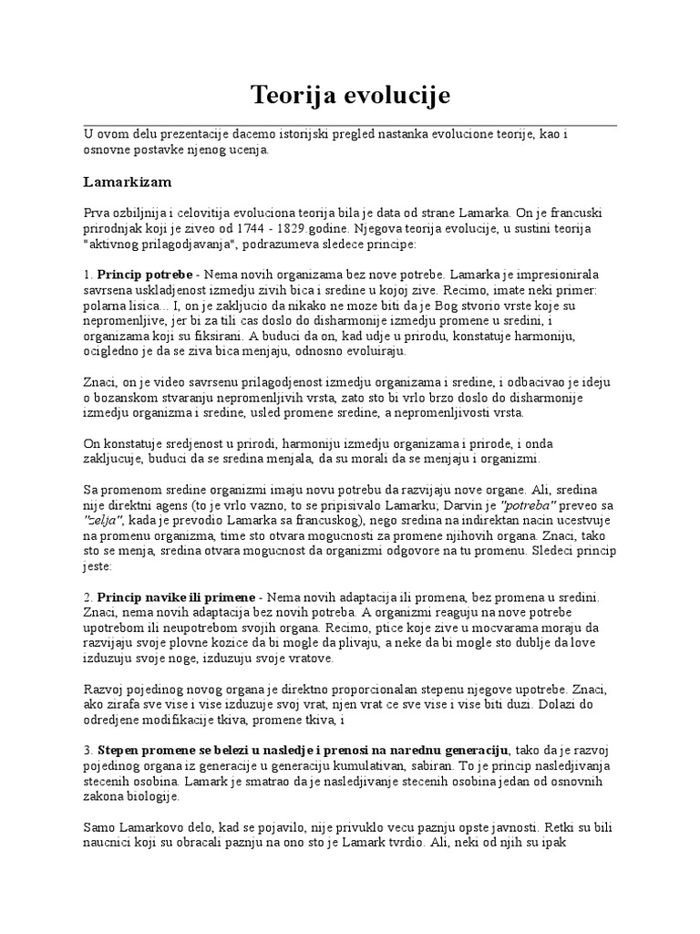 Teorija Evolucije | PDF