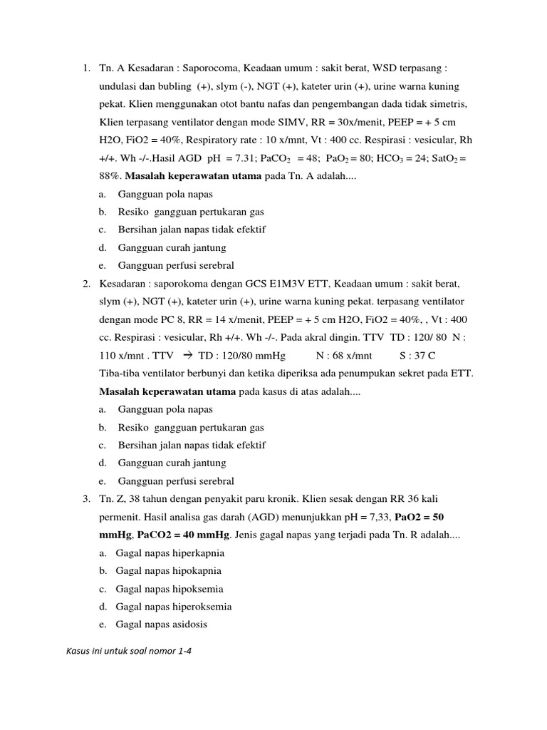Soal Uji Kompetensi Gadar Gawat Darurat