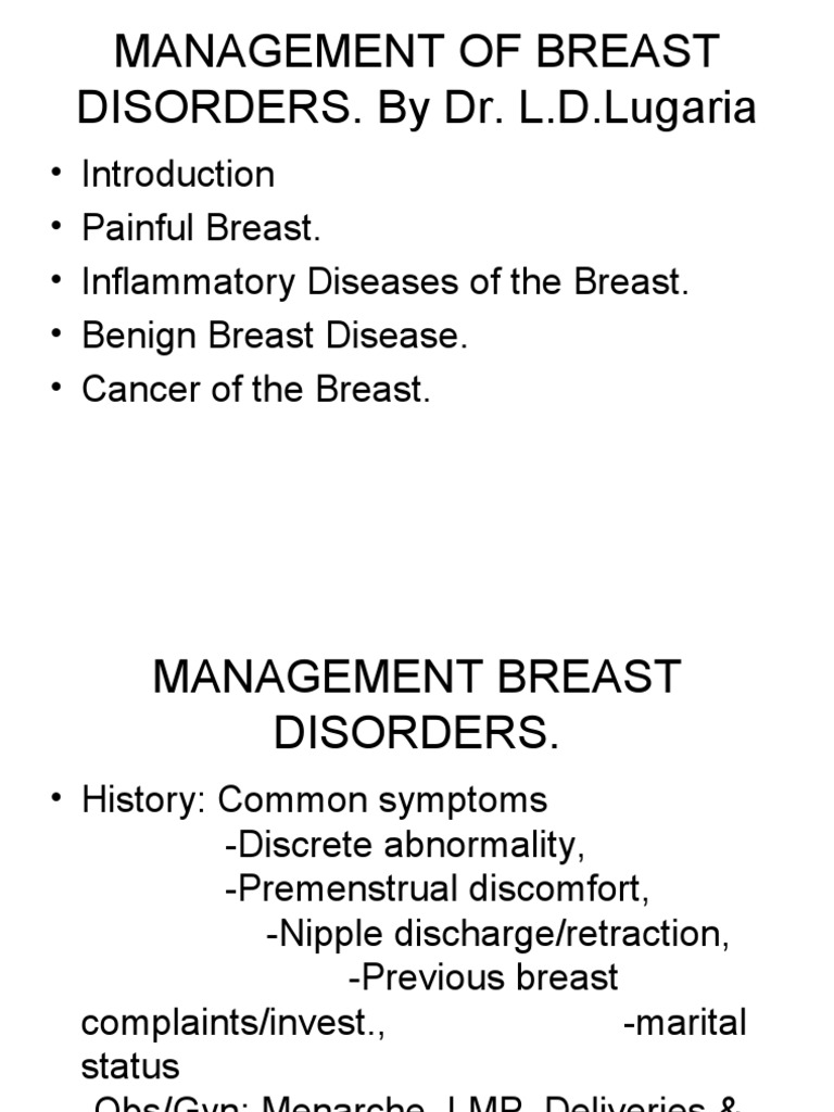 Management Of Breast Disorders Pdf Nipple Breast Cancer