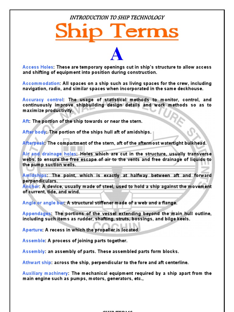 Ship Terms Glossary Deck (Ship) Ships