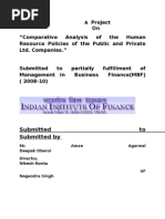 Download Comparative Analysis of the Human Resource Policies of the Public and Private Ltd Companies by s2410 SN18009788 doc pdf