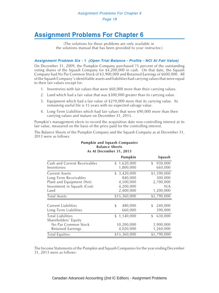 Chapter 6 Problems PDF | PDF | Book Value | Goodwill (Accounting)