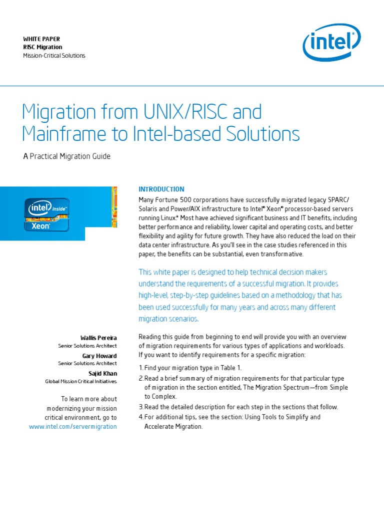 RISC Vs CISC Migration From UNIX RISC To Intel Based Solutions PDF | PDF