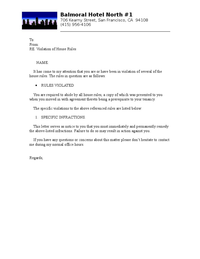 Rules Violation Letter Government Politics