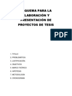 ESQUEMA PARA LA ELABORACIÓN Y  PRESENTACIÓN DE PROYECTOS DE TESIS