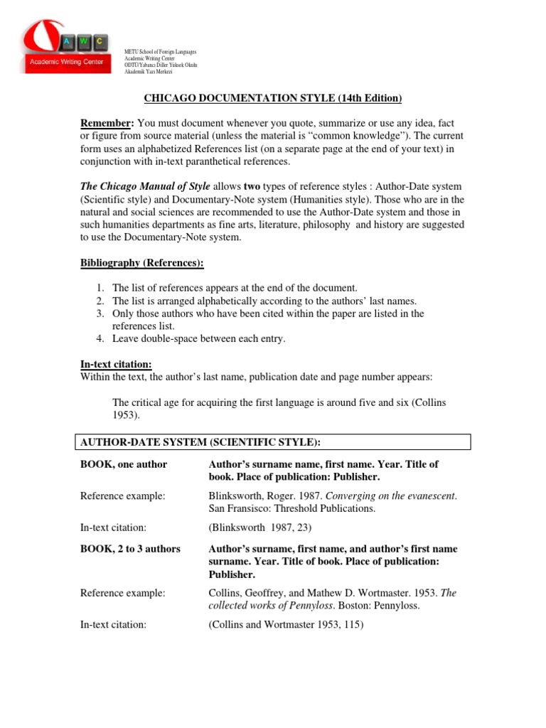 Chicago Style Citation Guidelines | PDF | Citation | Academic Publishing
