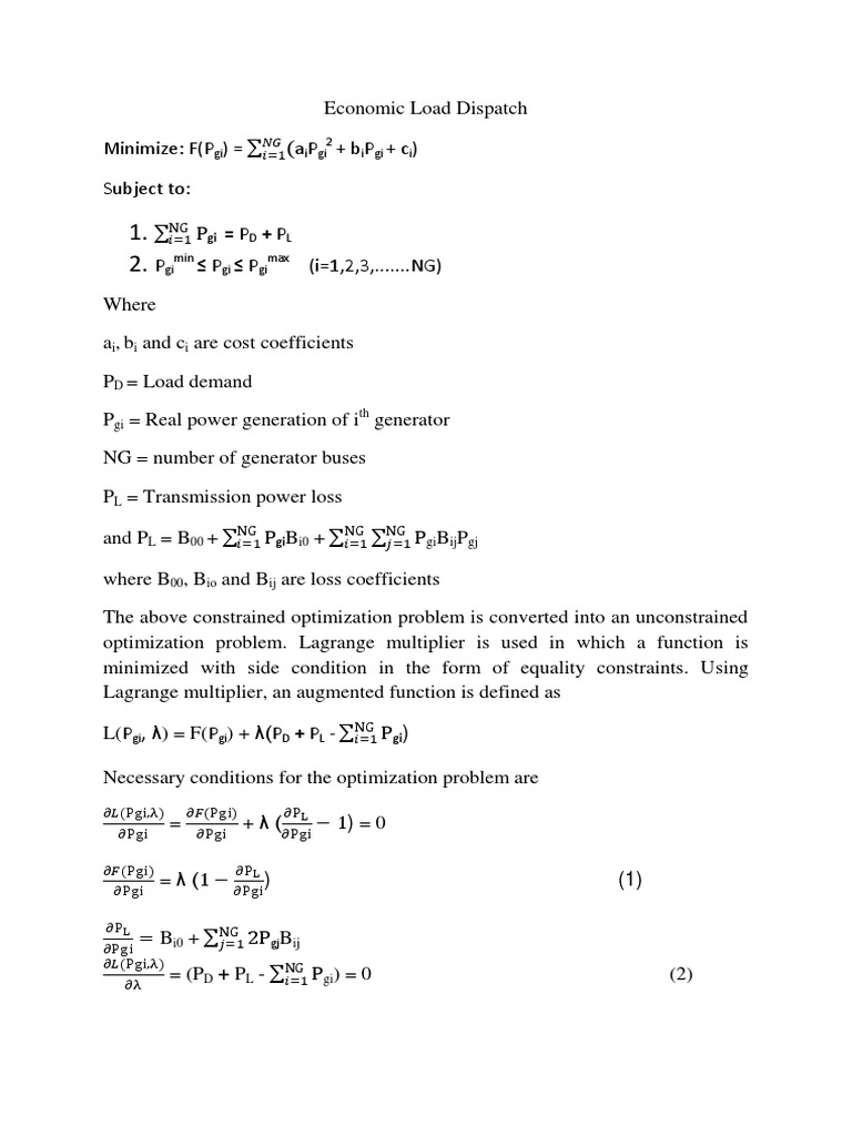Economic Load Dispatch Optimization | PDF